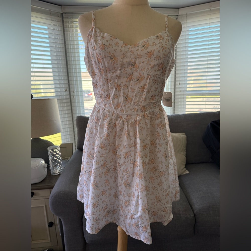 Altar'd State White and Orange Floral Mini Dress